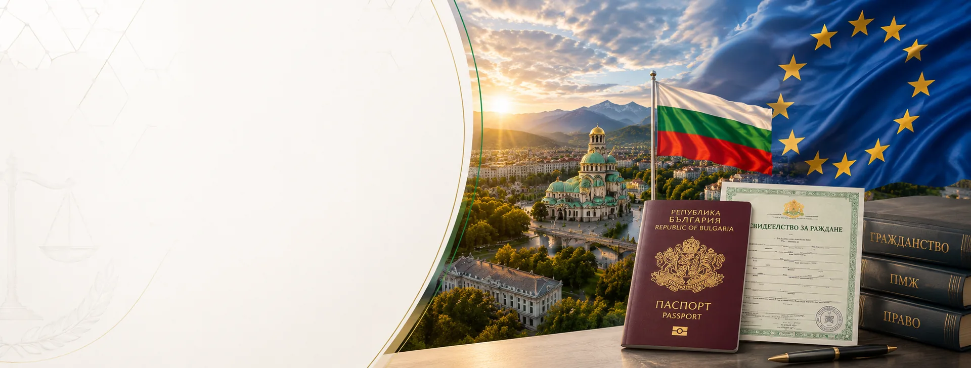 София, флаги Болгарии и Европейского союза, паспорт и документы